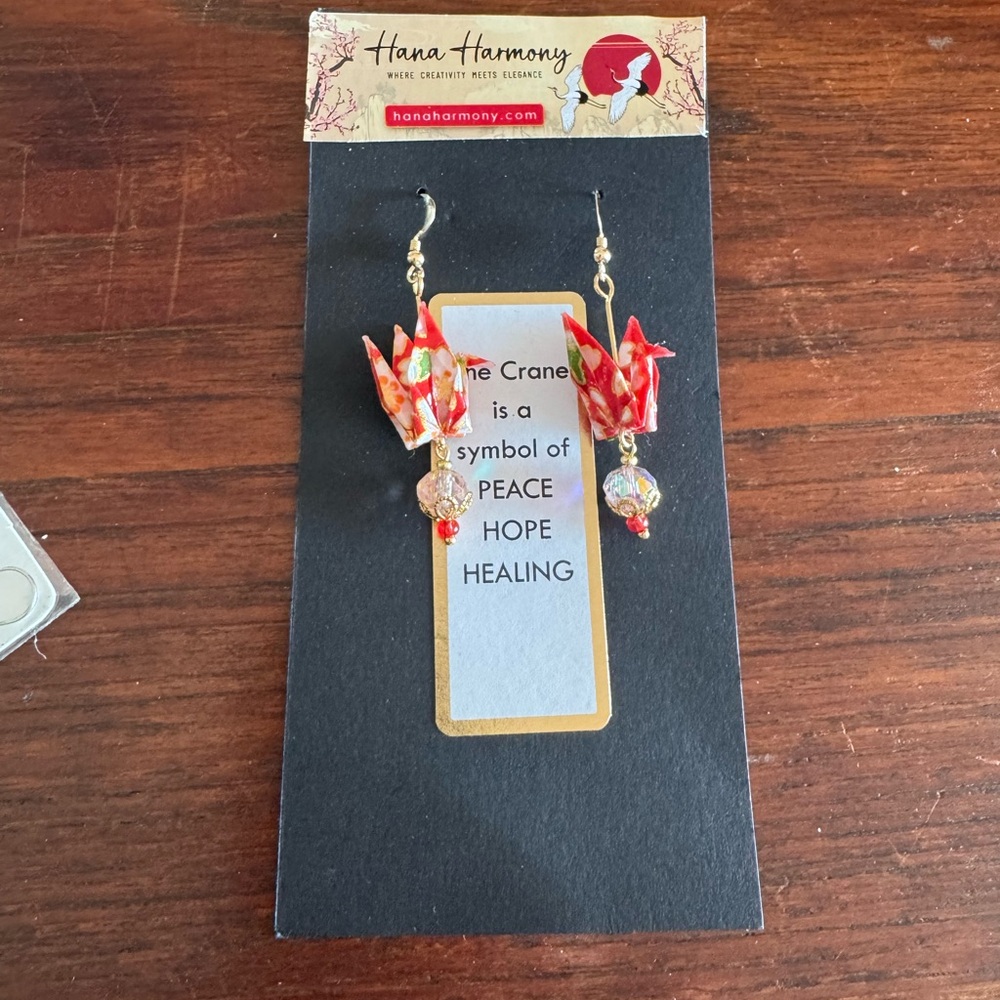 Red Origami Crane Earrings